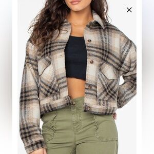 NWT Roxy Township Plaid Crop Jacket